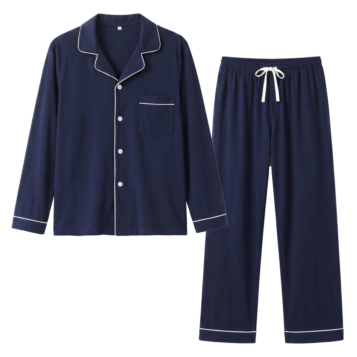 Vulcandon Mens Cotton Pajamas Set, Button Down Sleepwear 2 Piece PJs