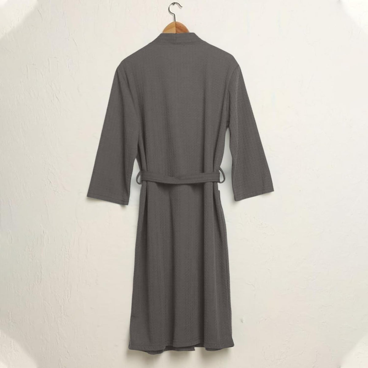 Lmdudan Men's Waffle Robe 3/4 Sleeve Kimono Bathrobe with Pockets and Belt