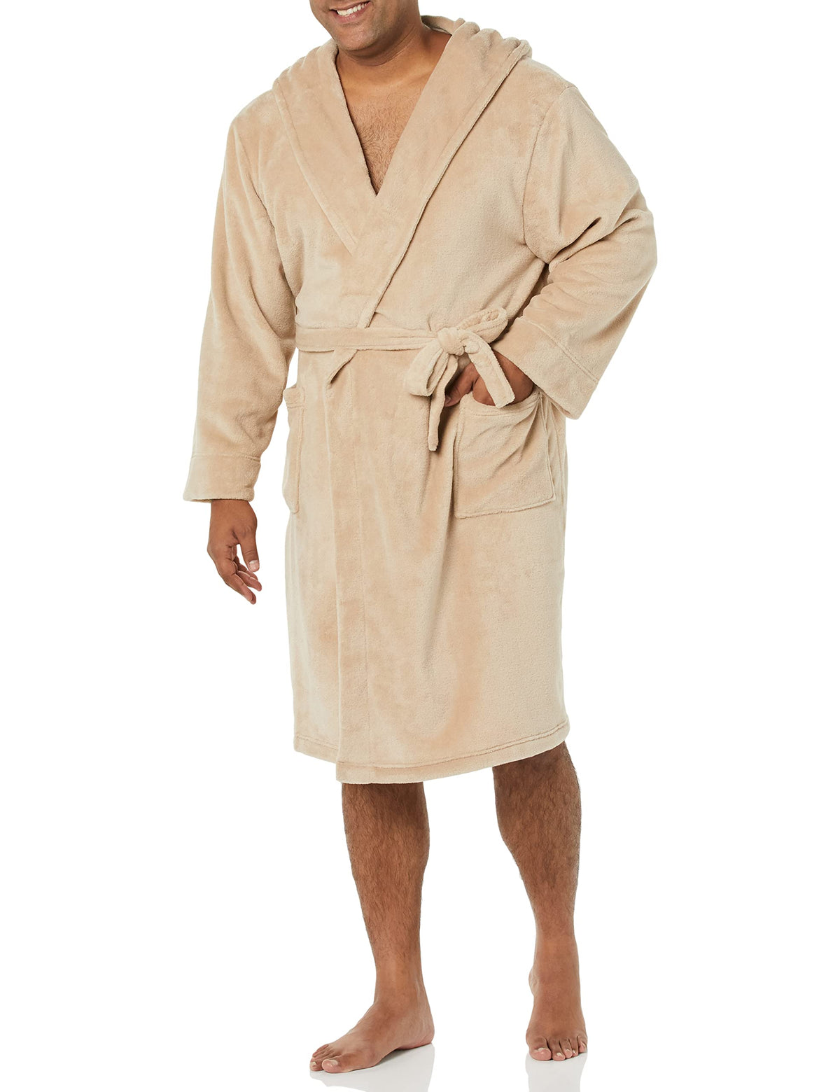Amazon Essentials Men's Mid-Length Plush Bathrobe