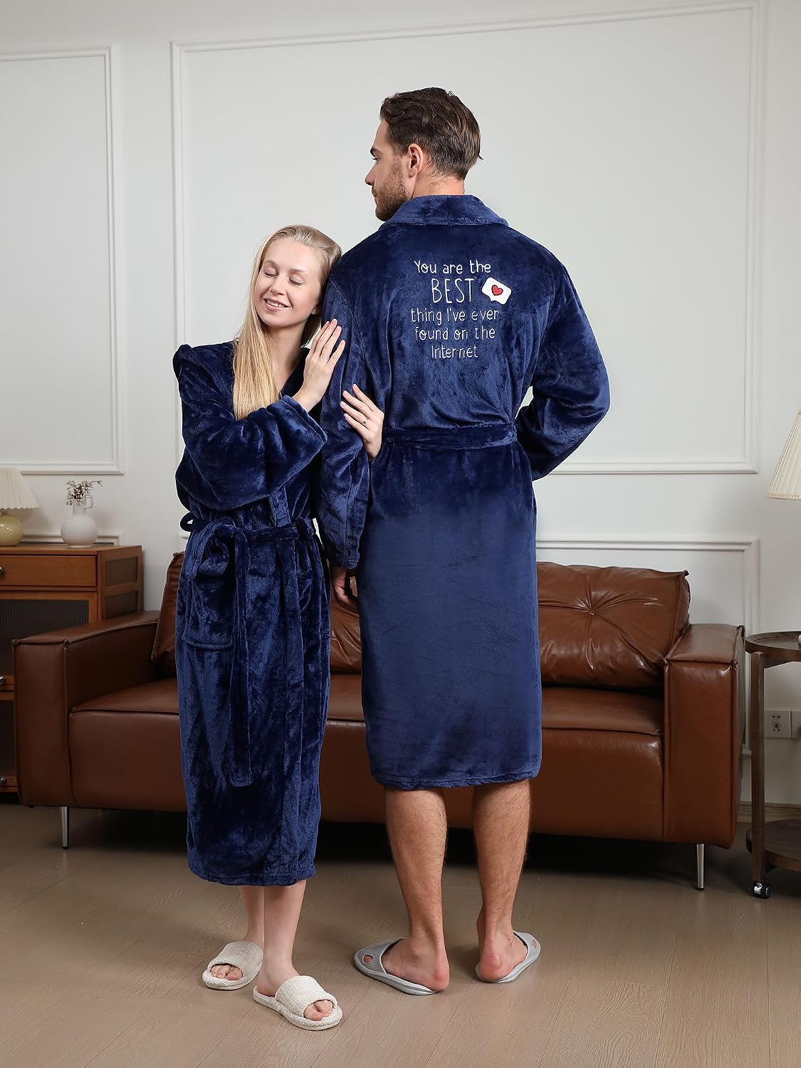 Jecery Mens Robe, Soft Plush Flannel Bathrobe with Pockets
