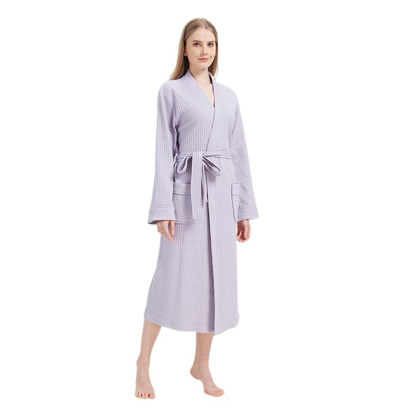 Waffle Robe for Women, Soft Cotton Spa Robes for Summer, Lightweight Knit Waffle Bathrobe, Kimono Bathrobes
