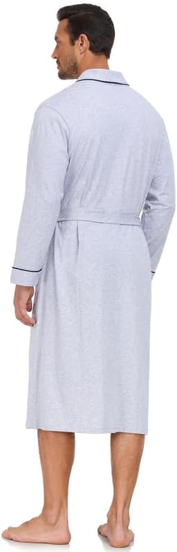 CF Mens Cotton Robe Lightweight Bathrobes Soft Long Robe Kimono Bathrobe