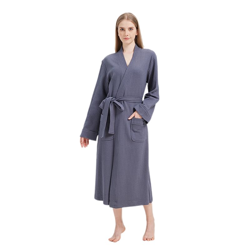 Waffle Robe for Women, Soft Cotton Spa Robes for Summer, Lightweight Knit Waffle Bathrobe, Kimono Bathrobes
