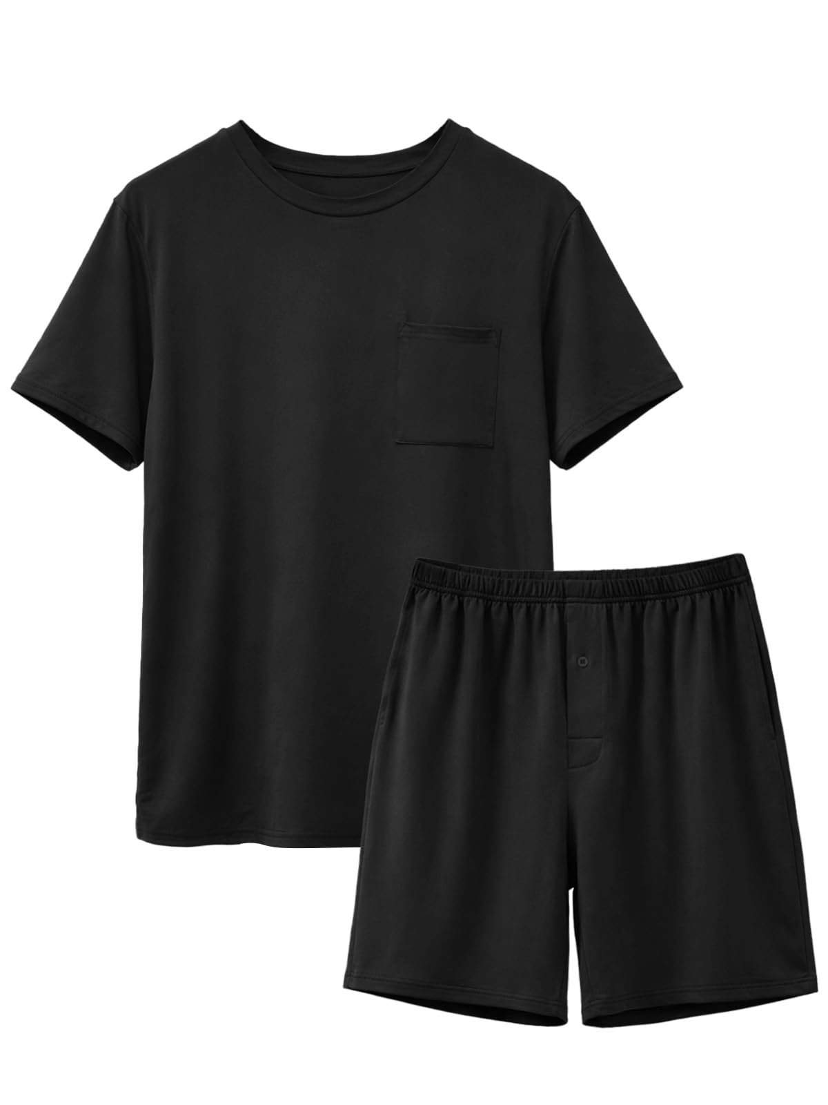 Feiersi Mens Pajama Set Sleepwear Pjs Lightweight Quick Dry Soft Short Sleeve Sleep Set With Pockets
