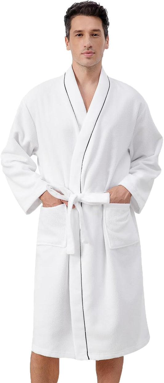 Inner Wish Men's Terry Cloth Bathrobe - Soft Absorbent Quick-Dry Spa Robe with Pockets, Lightweight Robe for Shower
