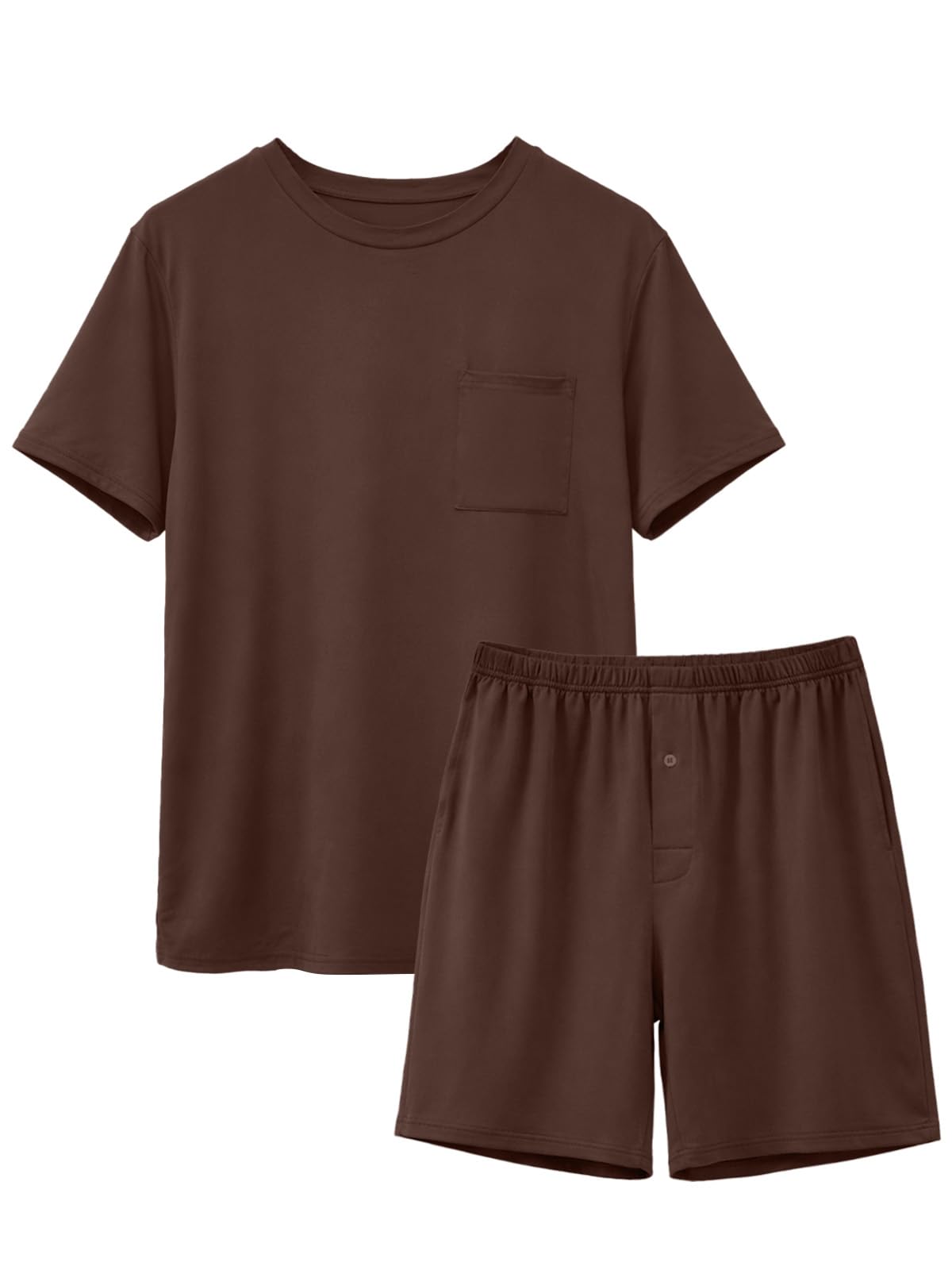 Feiersi Mens Pajama Set Sleepwear Pjs Lightweight Quick Dry Soft Short Sleeve Sleep Set With Pockets