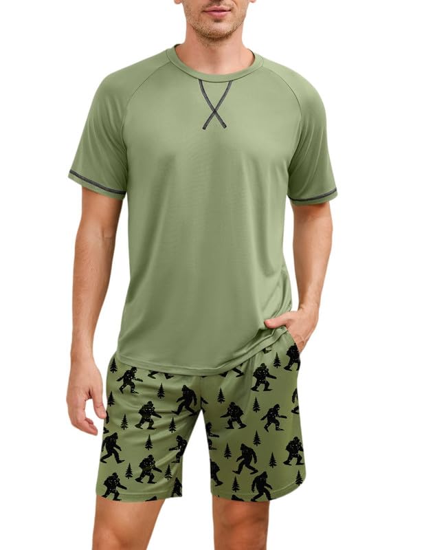 Marvmys Mens Pajama Set Cotton Summer Pjs Short Sleeve Sleepwear Lightweight Pajamas 2 Pieces Loungewear with Pockets S-2XL