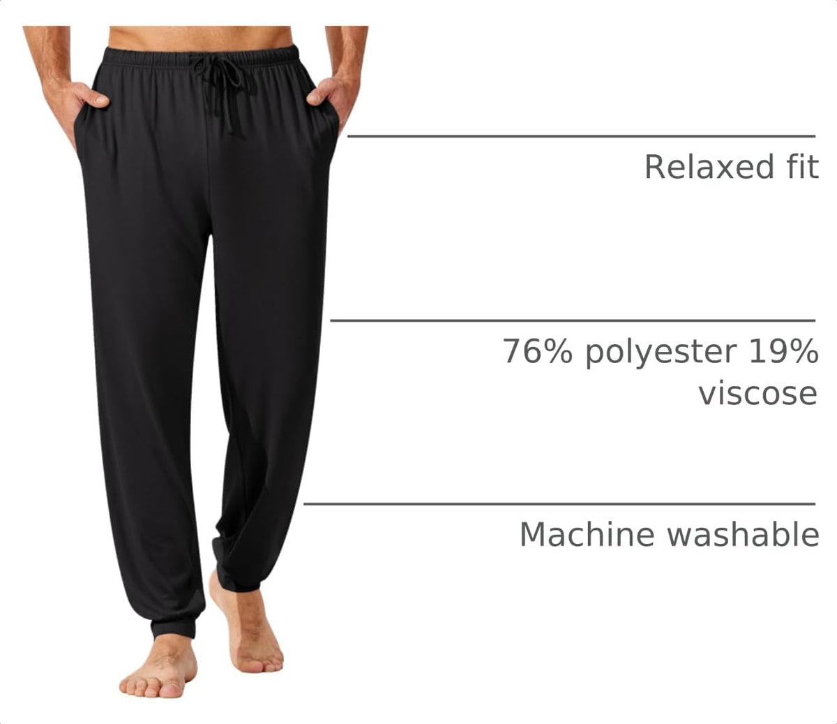 Ekouaer Mens Pajama Pants Jogger Comfy Loungewear with Pockets Drawstring