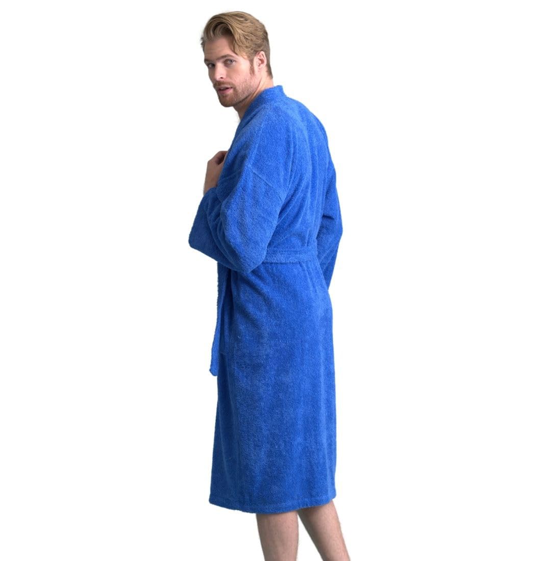 Men's Absorbent Kimono Bathrobe, 100% Turkish Cotton Terry