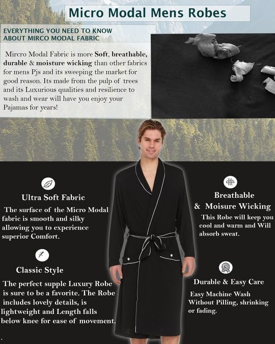 Mens Luxury Robe - Night & Day Knit Micro Modal Mens Robe - Mens Robes Soft and Ultra Comforable