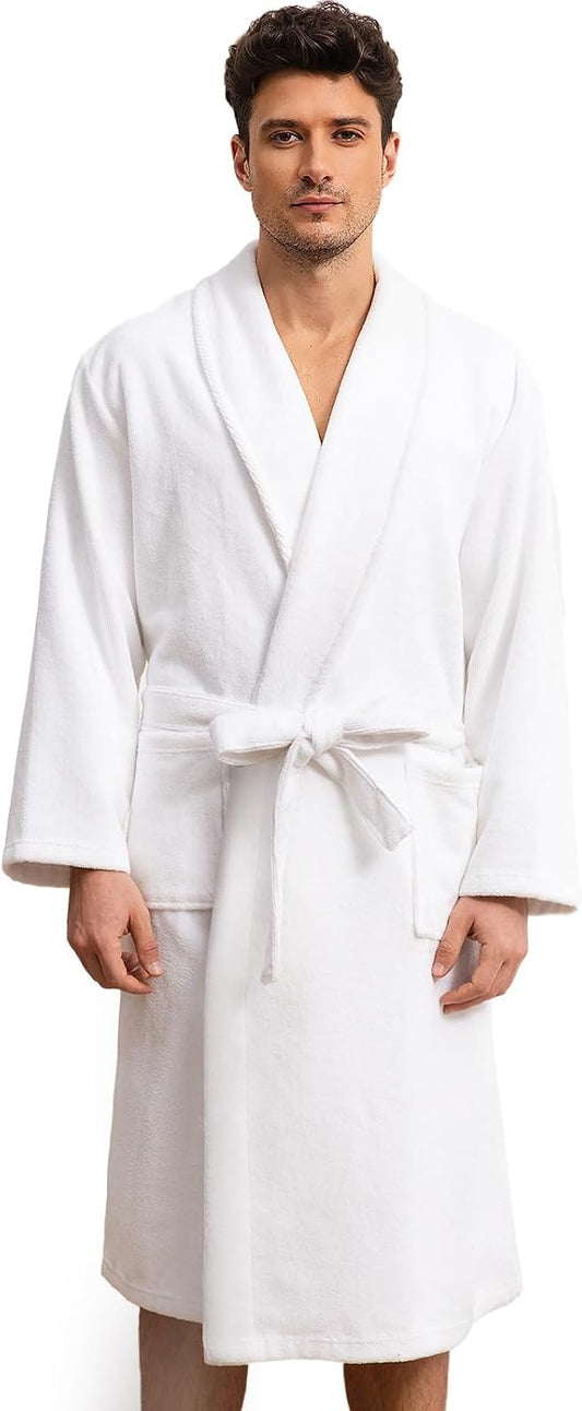 Men's Towel Robe with Shawl Collar Bathrobe, Absorbent Terry Cloth Robe for Men with Pockets, Quick-Dry Home Spa
