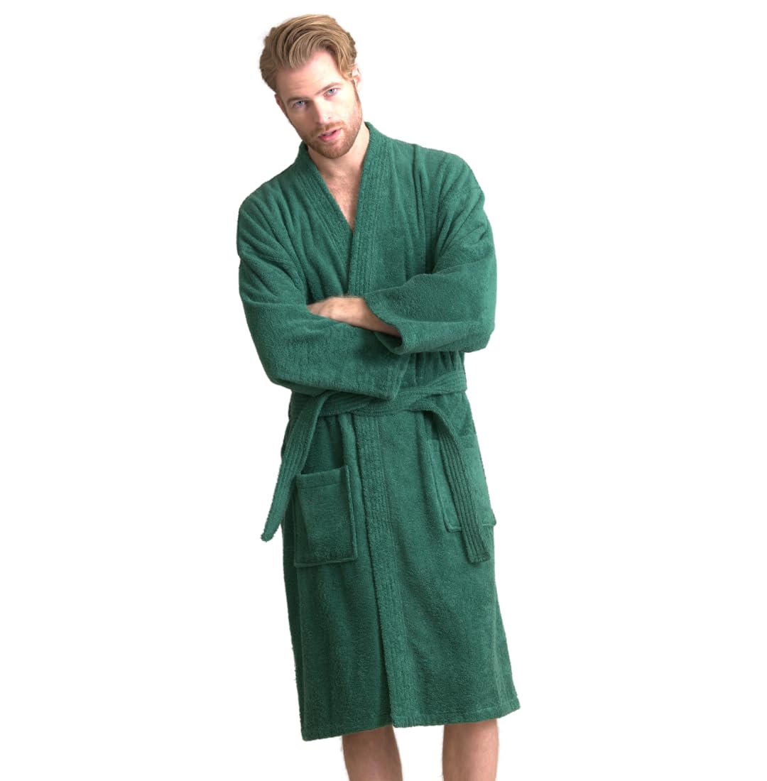 Men's Absorbent Kimono Bathrobe, 100% Turkish Cotton Terry