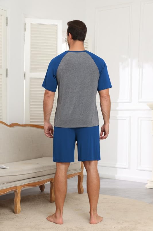 Ekouaer Mens Pajamas Set Bamboo Viscose Short Sleeve Pjs Sets