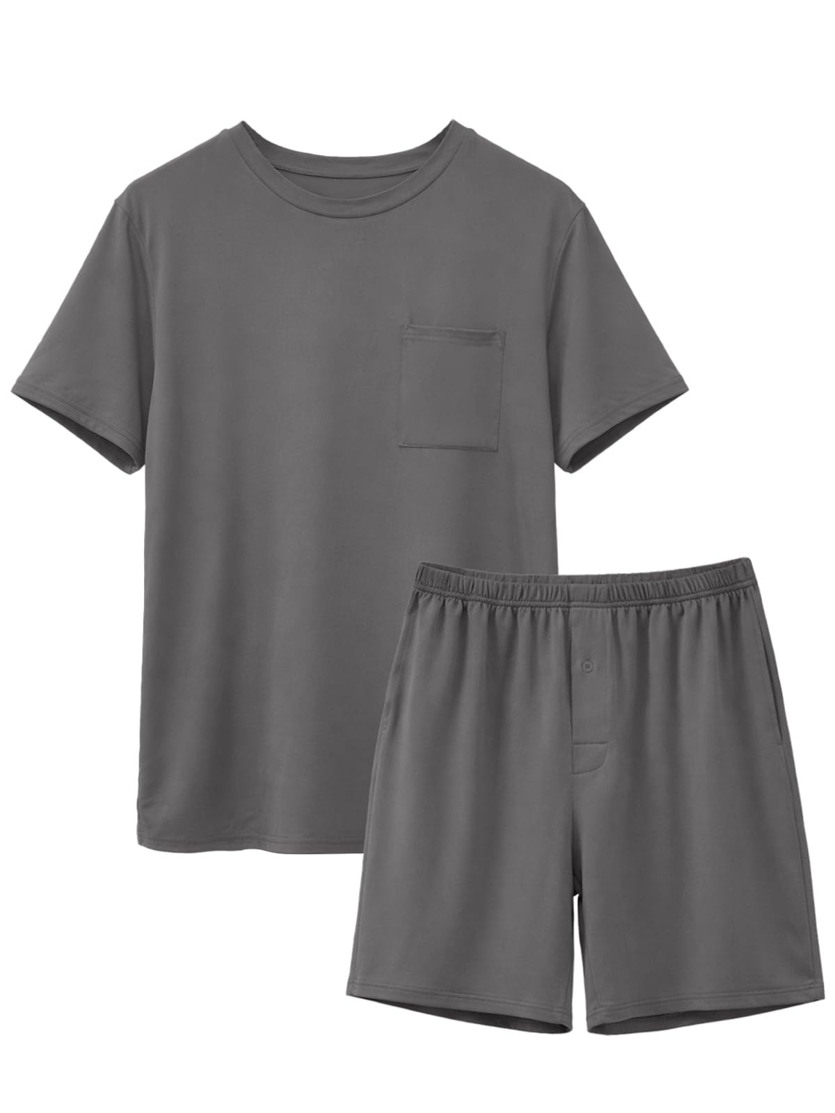 Feiersi Mens Pajama Set Sleepwear Pjs Lightweight Quick Dry Soft Short Sleeve Sleep Set With Pockets