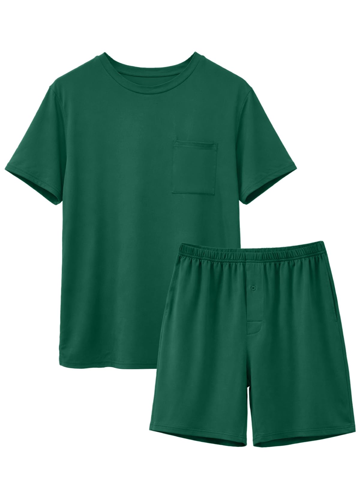 Feiersi Mens Pajama Set Sleepwear Pjs Lightweight Quick Dry Soft Short Sleeve Sleep Set With Pockets