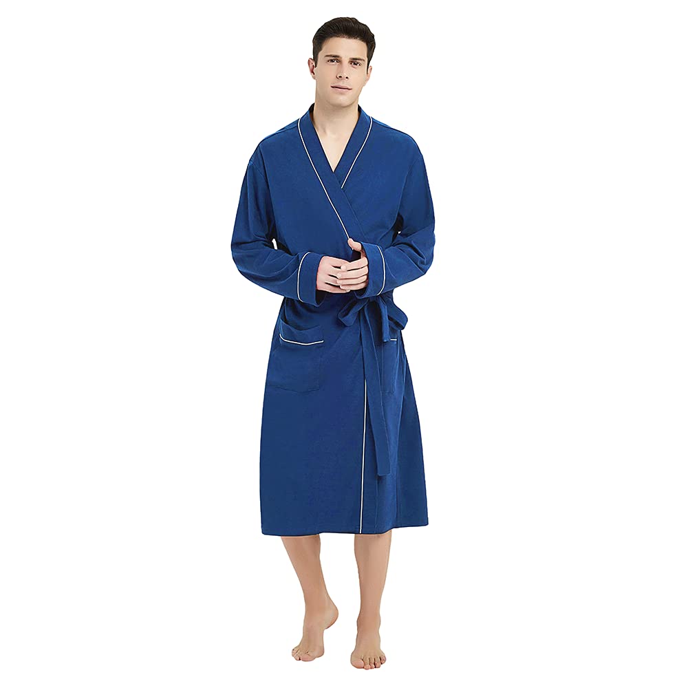 U2SKIIN Mens 100% Cotton Robe Lightweight Knit Bathrobe