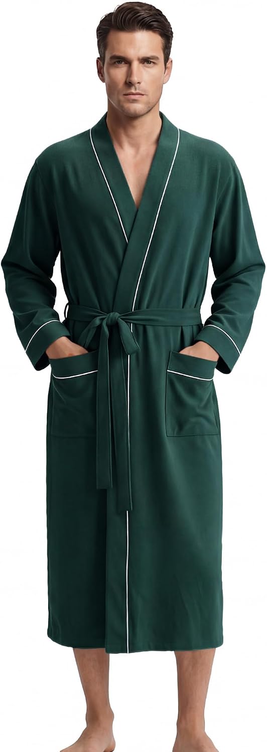U2SKIIN Mens 100% Cotton Cozy Robe, Ultra Soft Lightweight Bathrobe for Men