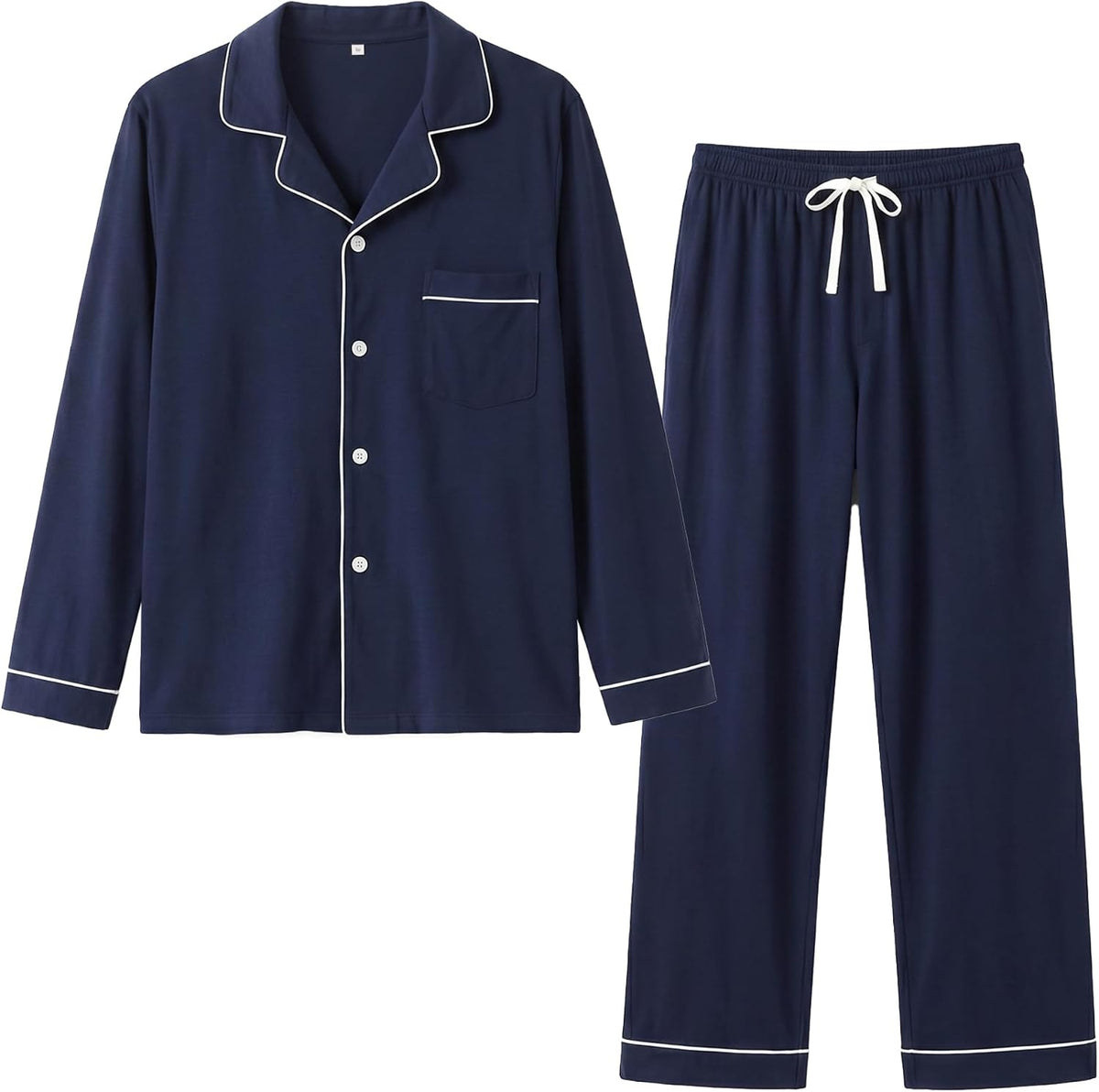 Vulcandon Mens Cotton Pajamas Set, Button Down Sleepwear 2 Piece PJs