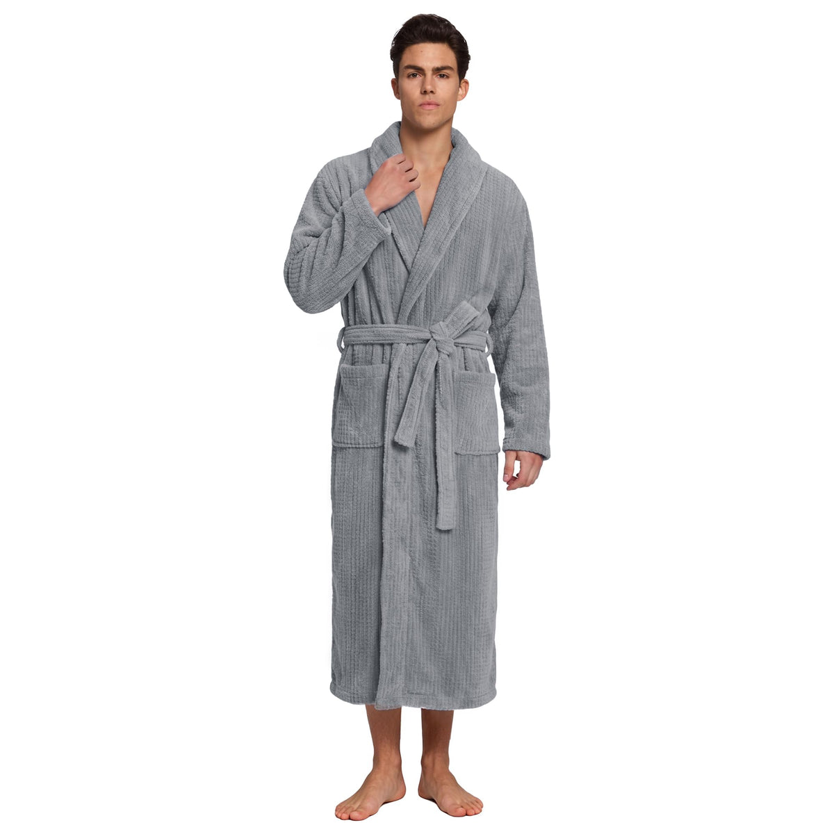 PJGGZ Men's Shawl Collar Bathrobe, Soft Long Towel Robe for Men - Super Absorbent Quick Dry yet Warm