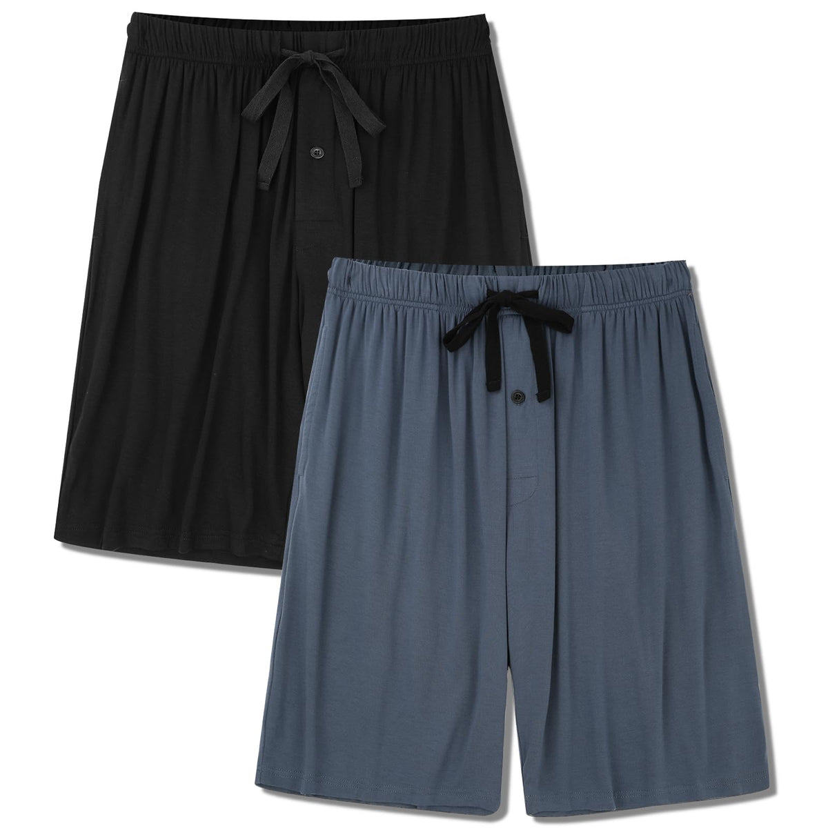 BAMBOO COOL Men's Pajama Shorts Lounge Sleep Shorts with Pockets 2 Pack