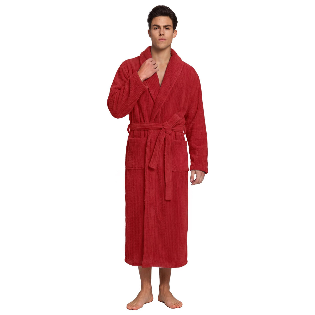 PJGGZ Men's Shawl Collar Bathrobe, Soft Long Towel Robe for Men - Super Absorbent Quick Dry yet Warm
