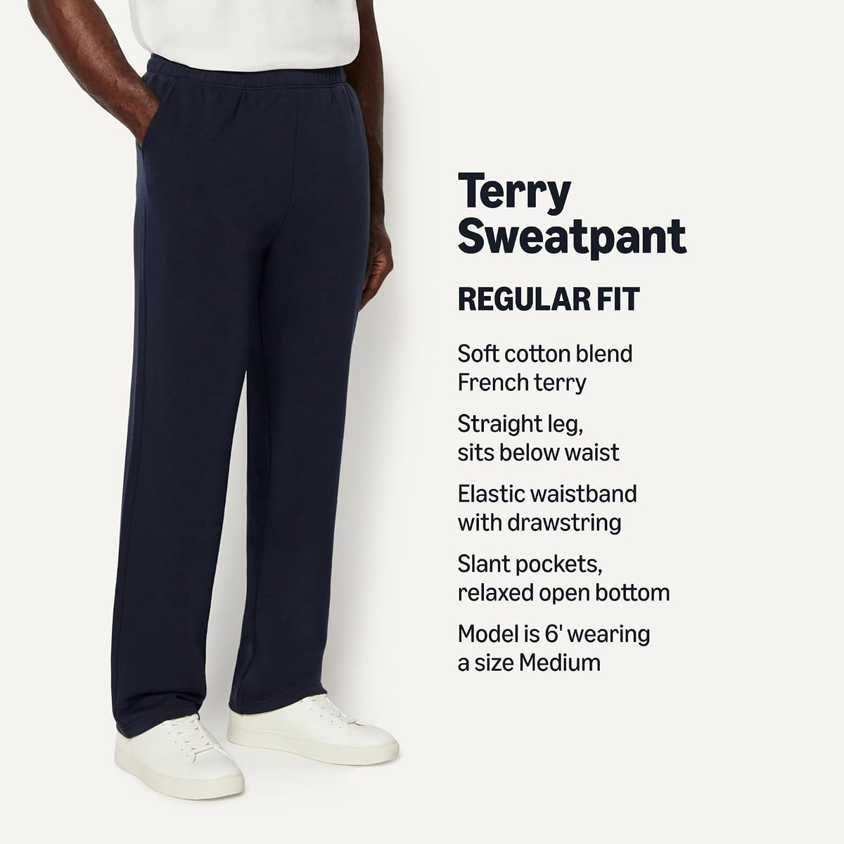 Amazon Essentials Men's Regular-Fit Soft Cotton Open-Hem Sweatpants