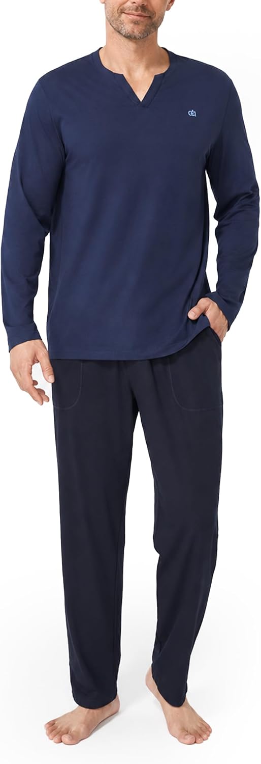 DAVID ARCHY Men's Long Sleeve Pajama Set, Soft Cotton Rayon