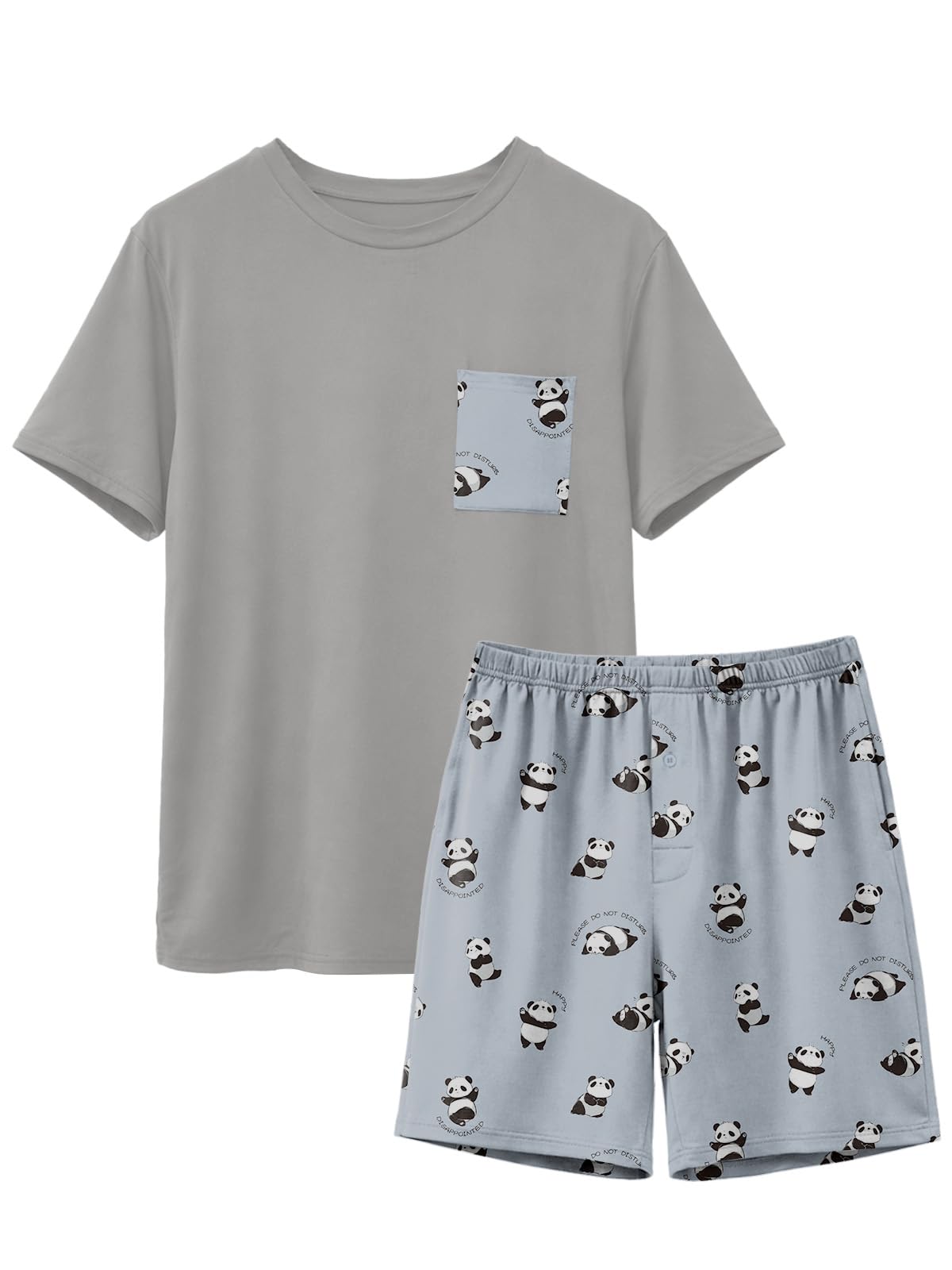 Feiersi Mens Pajama Set Sleepwear Pjs Lightweight Quick Dry Soft Short Sleeve Sleep Set With Pockets