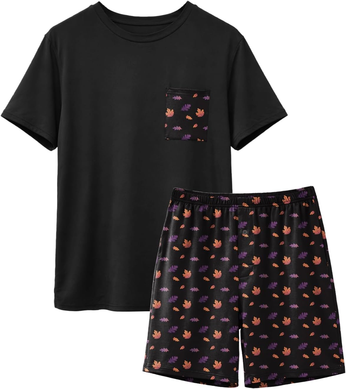 Feiersi Mens Pajama Set Sleepwear Pjs Lightweight Quick Dry Soft Short Sleeve Sleep Set With Pockets