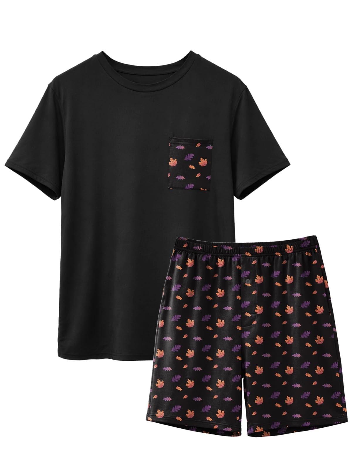 Feiersi Mens Pajama Set Sleepwear Pjs Lightweight Quick Dry Soft Short Sleeve Sleep Set With Pockets