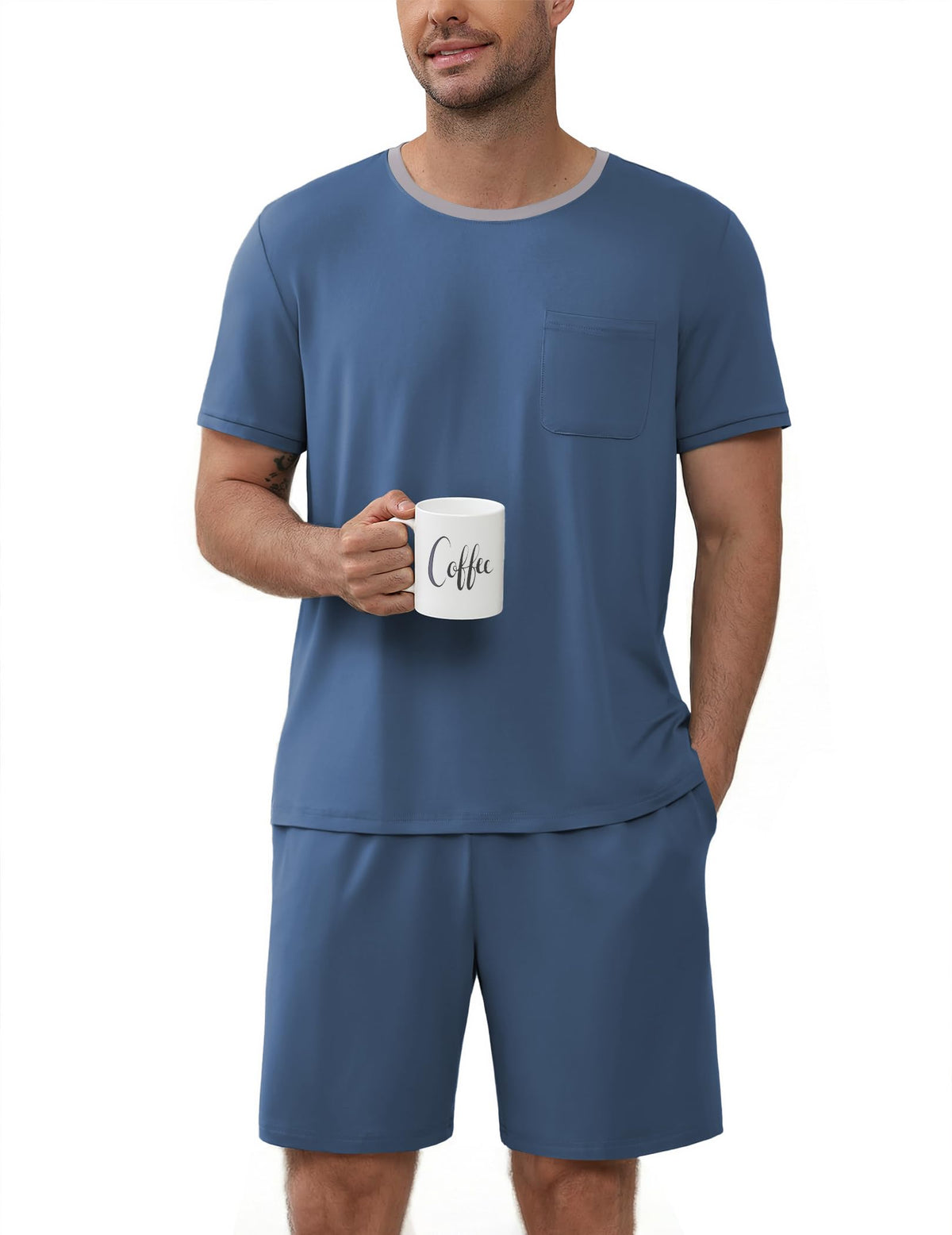 Ekouaer Mens Pajamas Sets Shorts Soft Short Sleeve Pjs