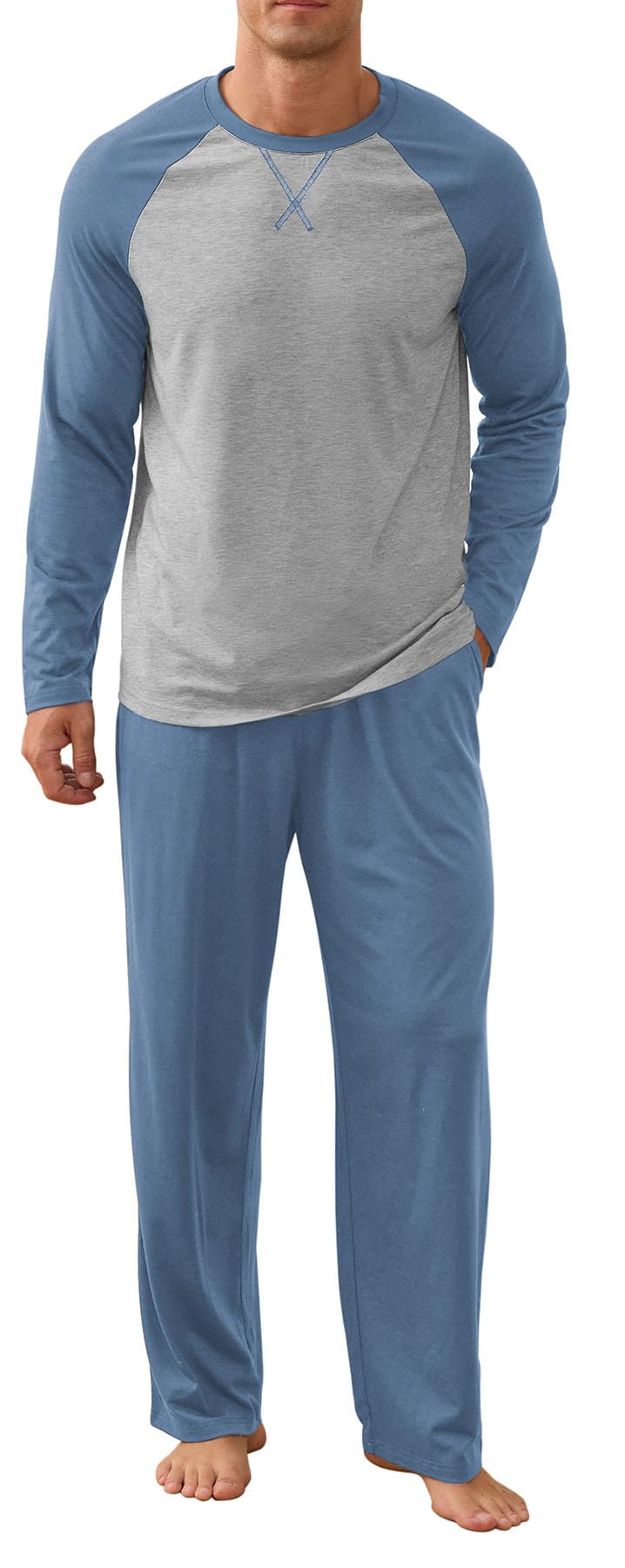 NITAGUT Men's Pajama Set Long Sleeve Sleepwear 2 Piece Loungewear