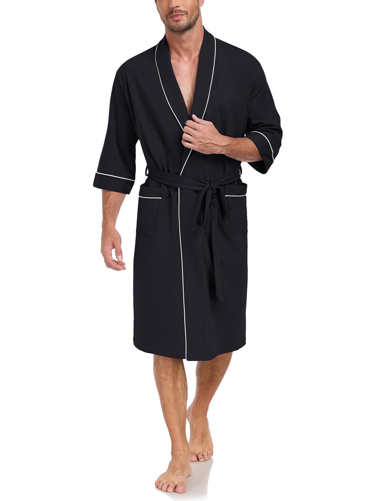100% Cotton Mens Summer Robe Lightweight Bathrobe Multi Color