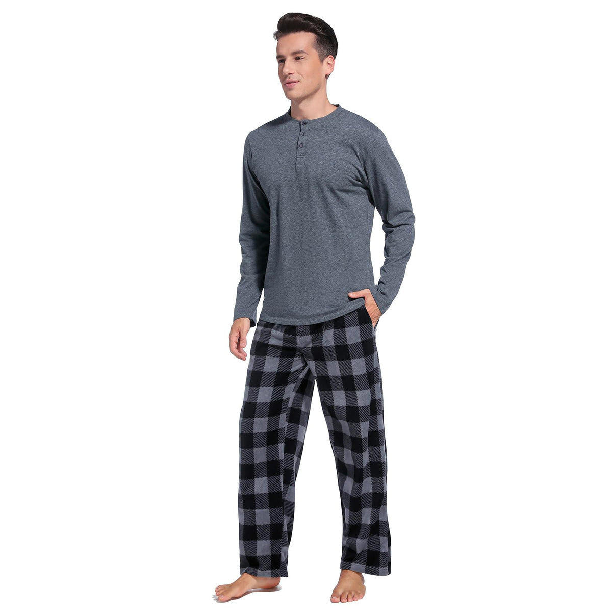 DG Hill Mens Pajama Pants - Pajamas Set Flannel PJ Pants for Men Cotton Top