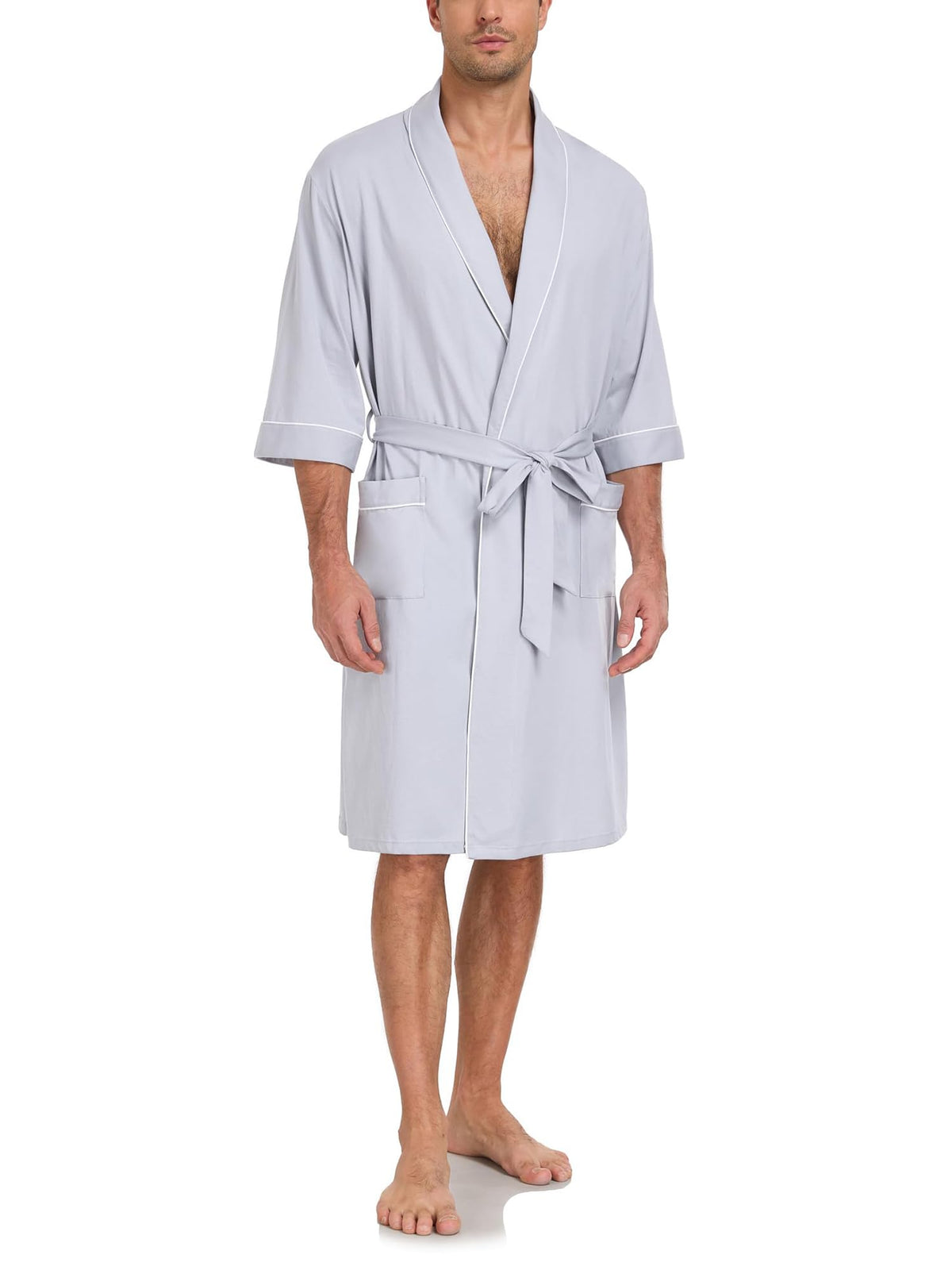 100% Cotton Mens Summer Robe Lightweight Bathrobe Multi Color