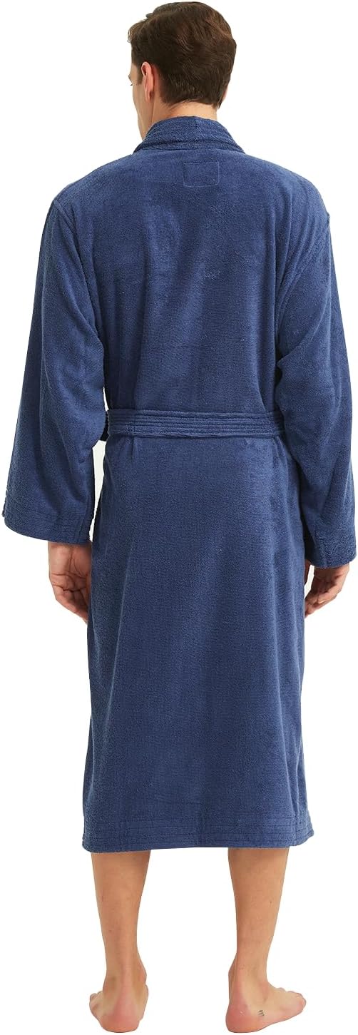 ZABER Bathrobe Mens,Pure Cotton Robe for Men,Thick Terry Cloth Bathrobe,Luxury Long Combed Men's Cotton Robe