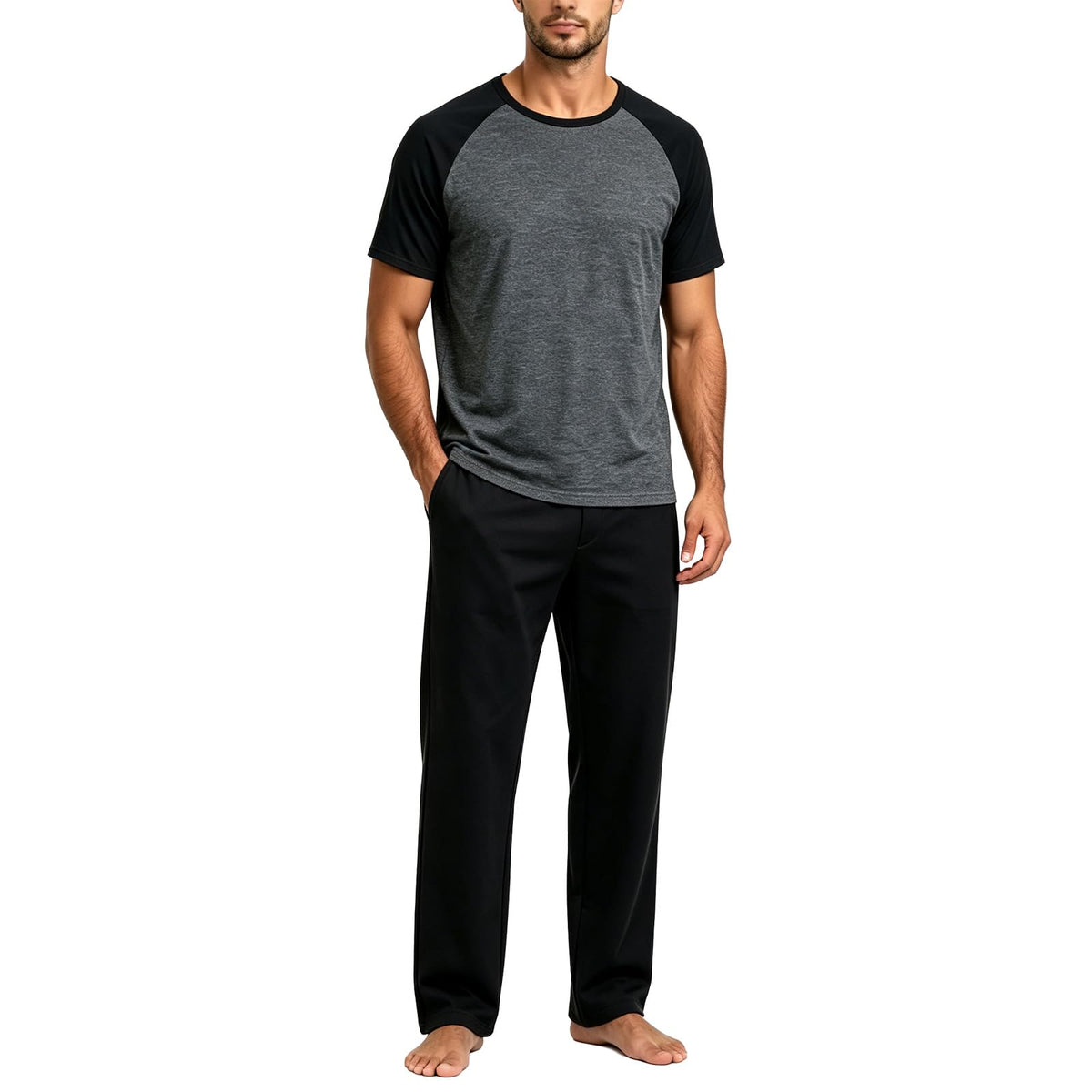 Men's Pajama Lounge Set - Soft 2 Piece Sleepwear with Pockets