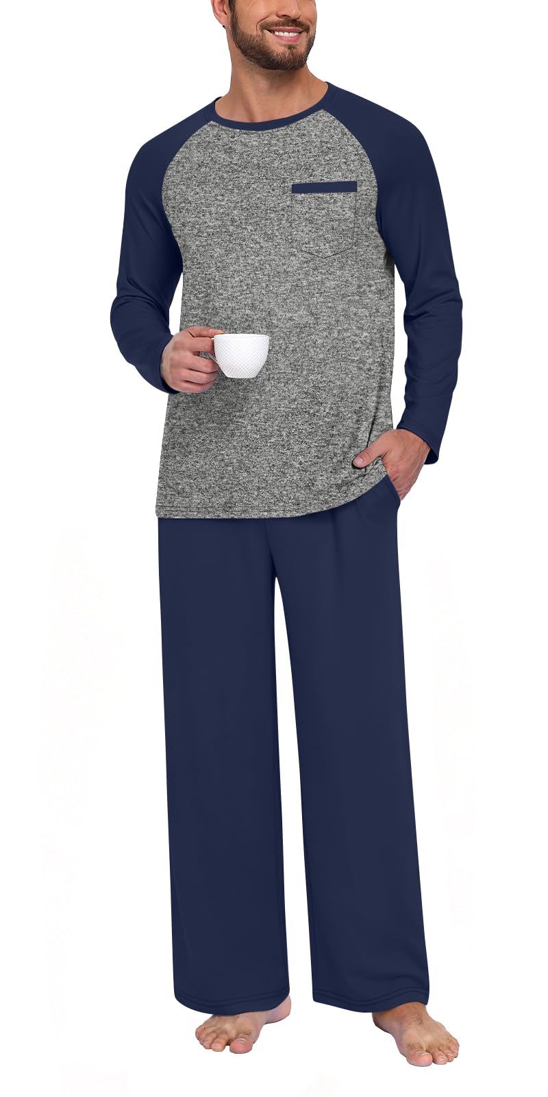 Aodemo Mens Pajamas Set 2 Piece Loungewear Soft Pjs Sets S-4XL