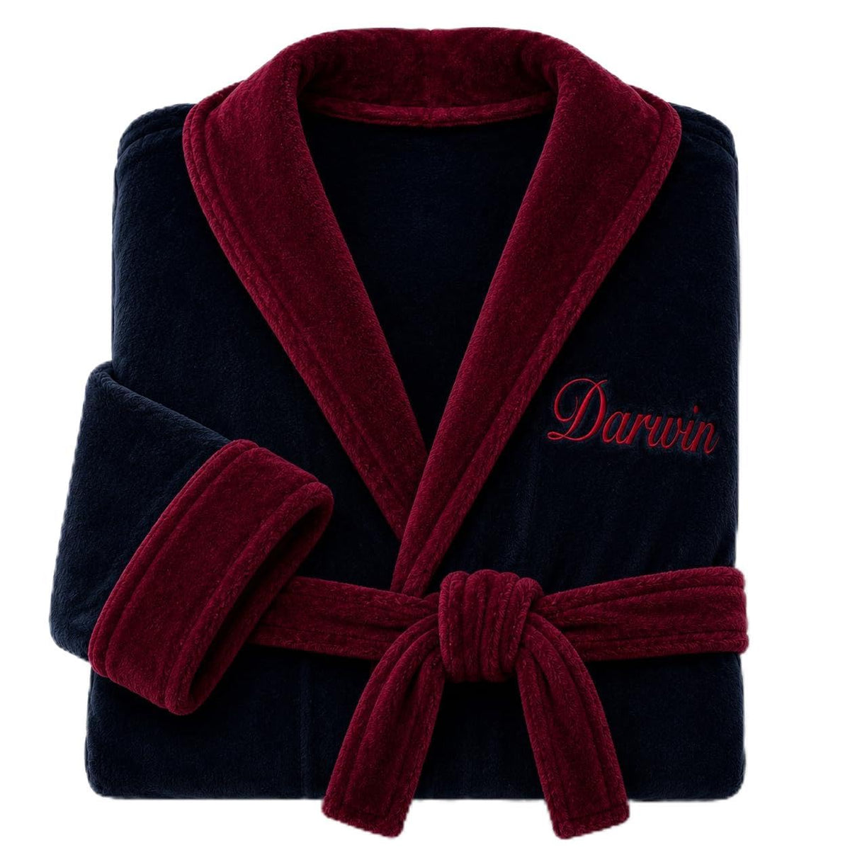 Lotus Linen Personalized Men's Plush Robe - Luxury Hooded Fleece Bathrobe with Custom Embroidery