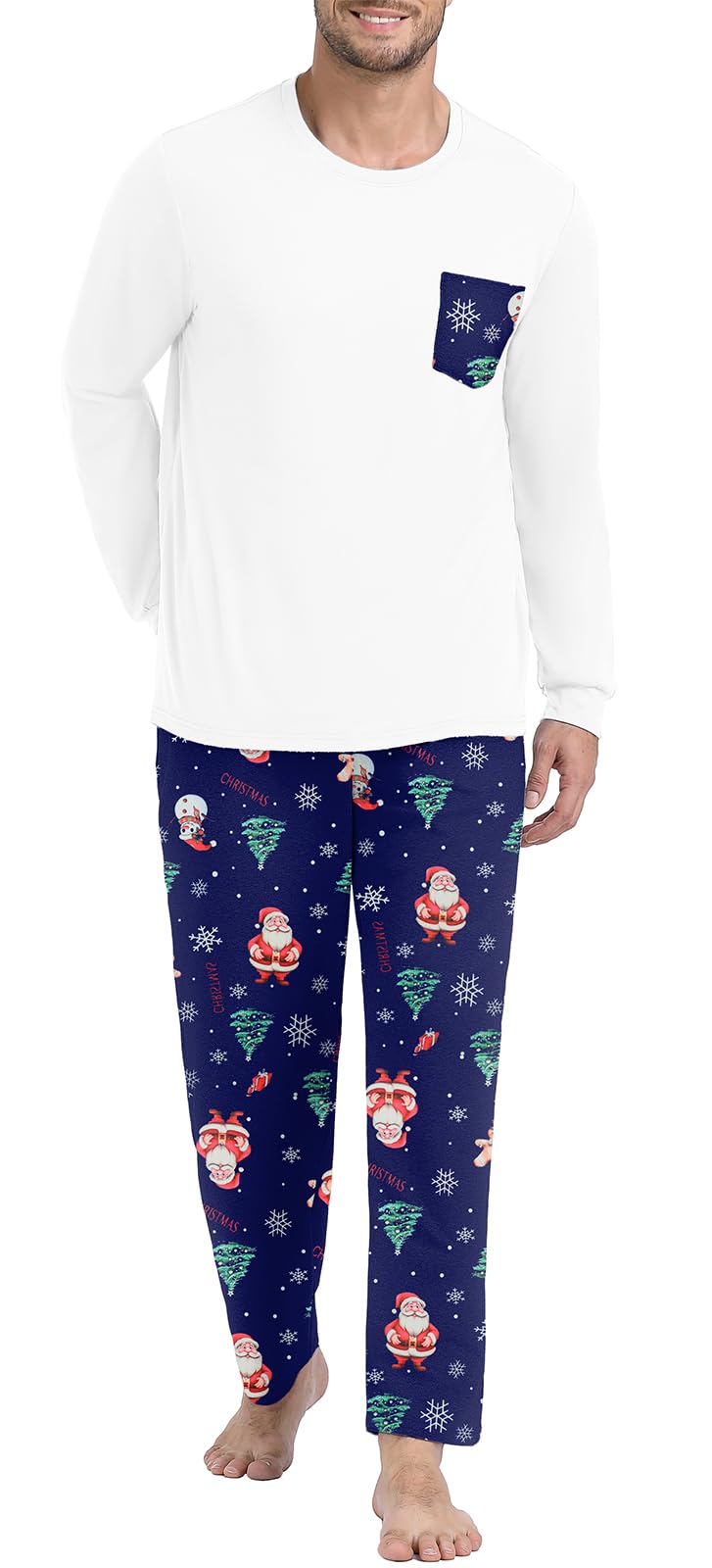 PrinStory Men's Pajama Sets Loungewear Sleepwear Pjs Lightweight Long Sleeve Shirts and Bottoms Soft Comfy Sleep Sets S-4XL