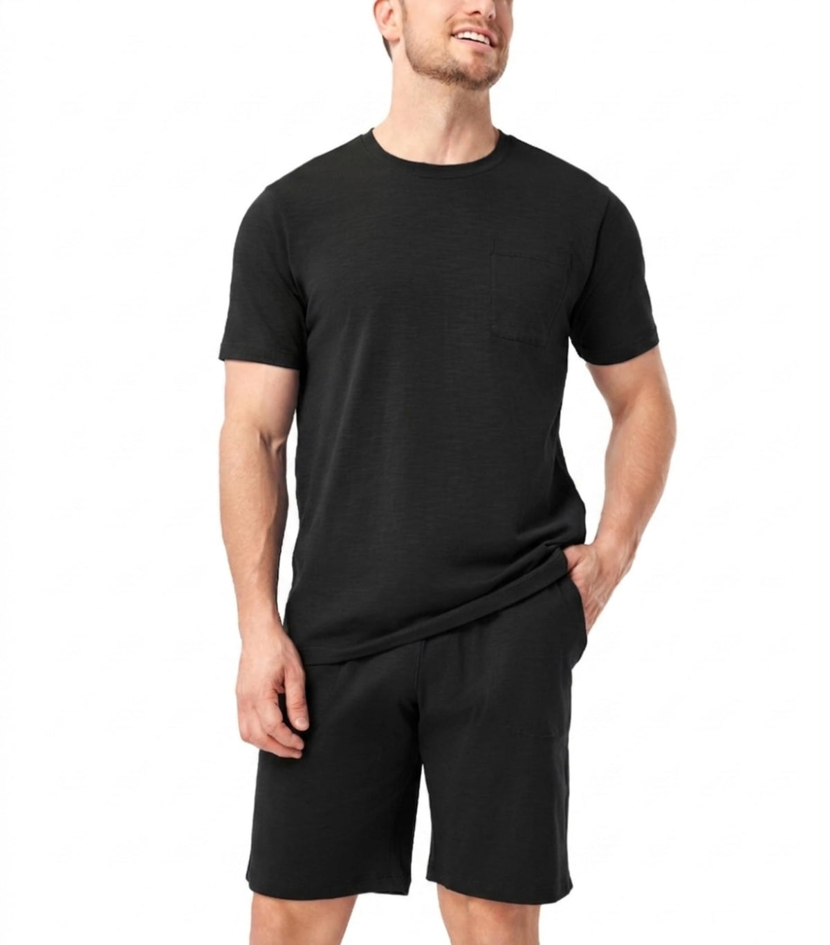 DAVID ARCHY Mens Pajamas Set Cotton Slub Lightweight Summer Sleepwear