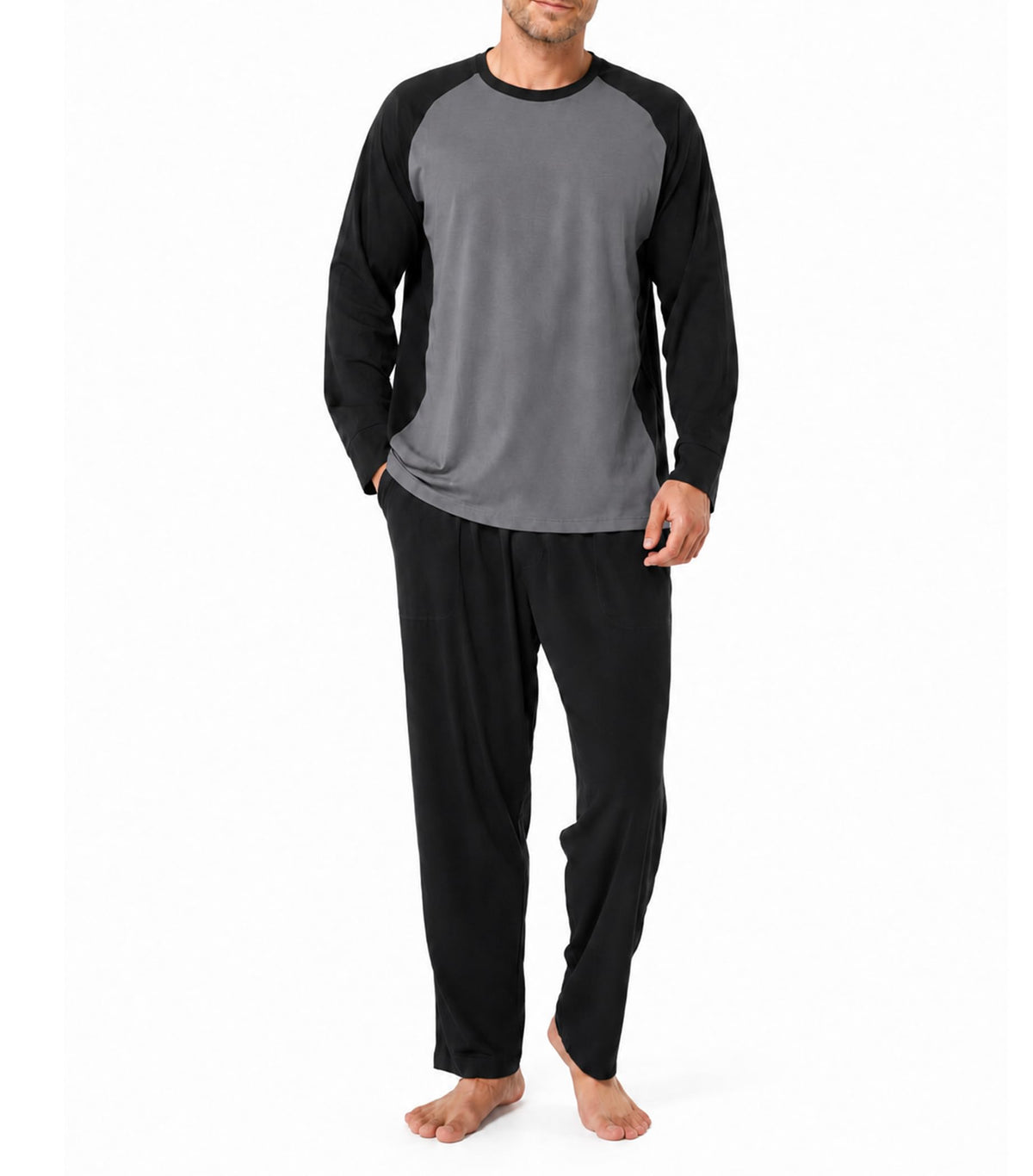 DAVID ARCHY Mens Cotton Pajamas Set Modal Sleepwear Long Sleeve Pjs