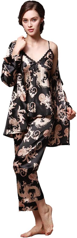 ZUEVI Men's Kimono Robe Silk Satin Long Sleeve Spa Bathrobe Lightweight Soft Silky Pajamas Robes