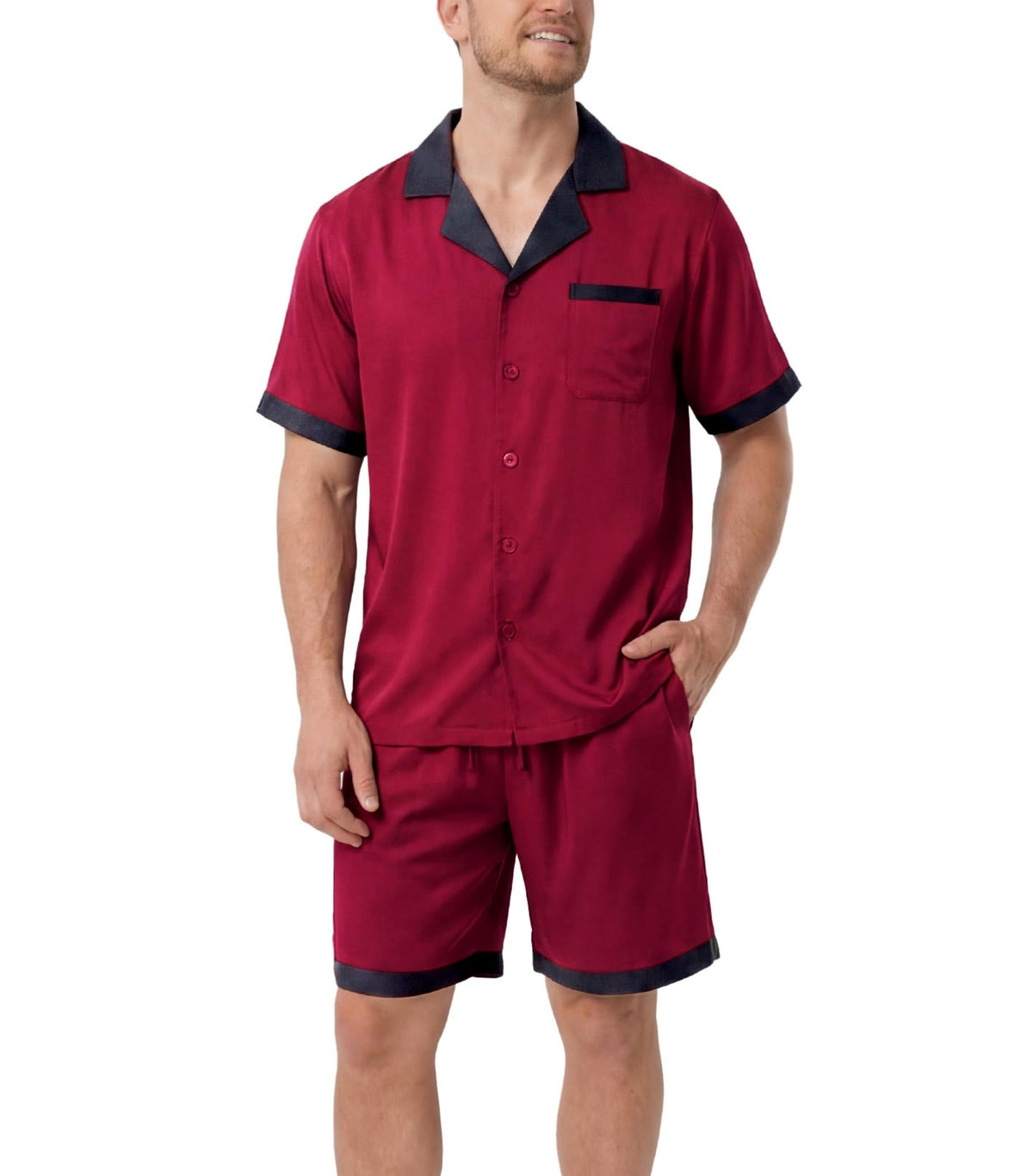 DAVID ARCHY Men's Satin Pajama Set Soft Summer Loungewear