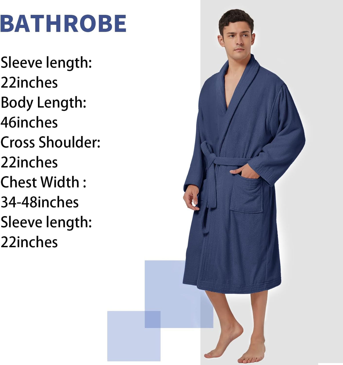 ZABER Bathrobe Mens,Pure Cotton Robe for Men,Thick Terry Cloth Bathrobe,Luxury Long Combed Men's Cotton Robe