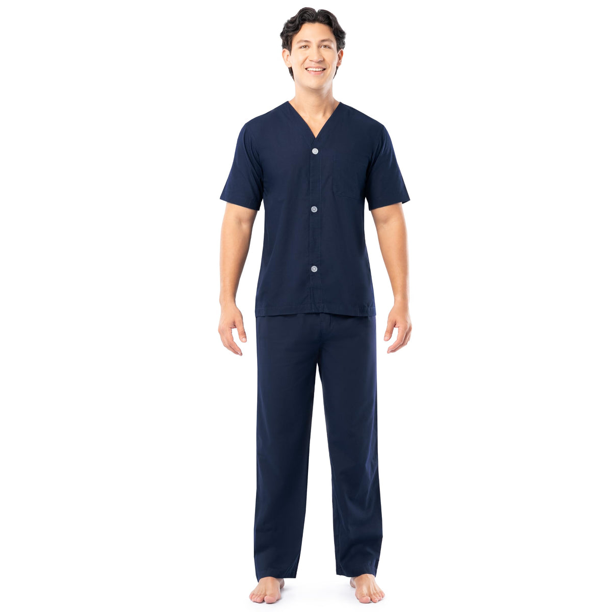 Fruit of the Loom Men's Broadcloth Short Sleeve Top and Long Pants Pajama Set