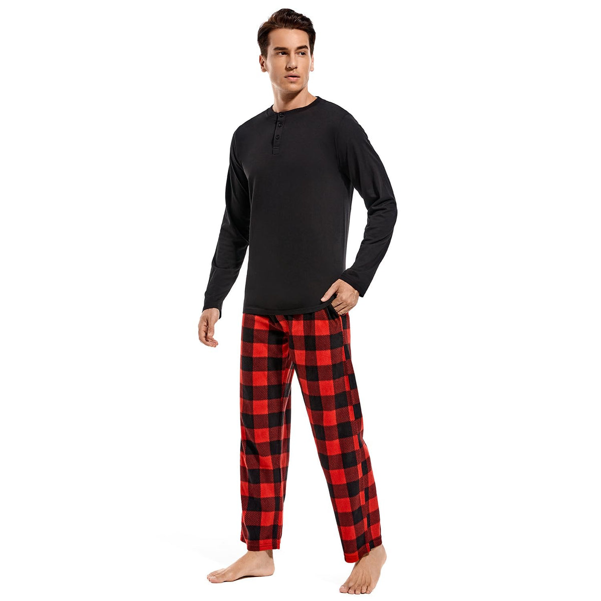 DG Hill Mens Pajama Pants - Pajamas Set Flannel PJ Pants for Men Cotton Top