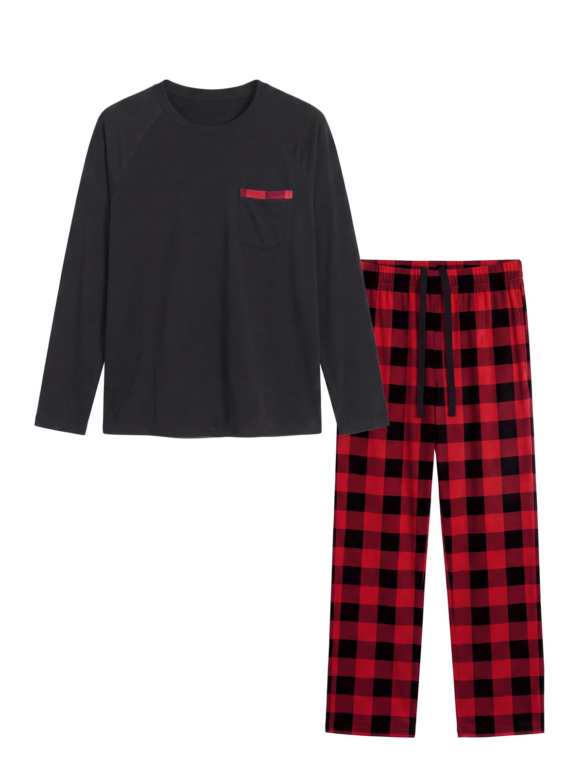 Mens Pajamas Set,Long Sleeve T Shirt Pjs Soft 2 Piece Loungewear With Pants