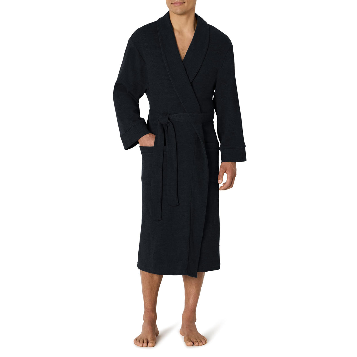 Amazon Essentials Men's Lightweight Cotton Waffle Bath Robe, Mid-Length Loungewear (Available in Big & Tall)