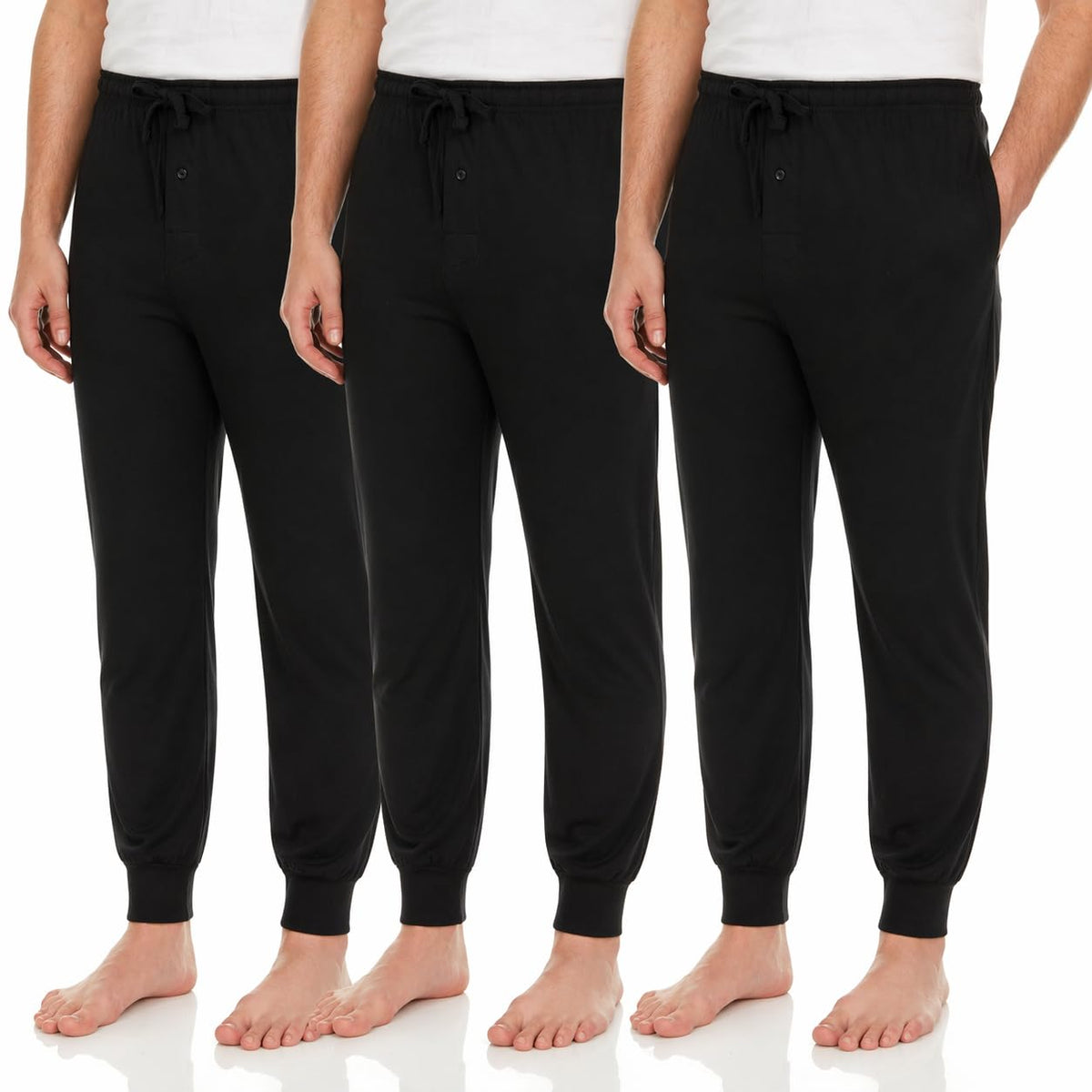 DARESAY Mens Pajama Pants 3 Pack – Soft Knit Lounge Sleepwear with Pockets, Elastic Waist & Drawstring, Up to 3XL